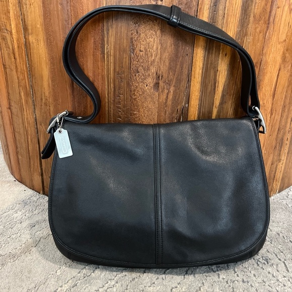 Coach Handbags - COACH Legacy CROSSBODY LEATHER BAG Black Flap Purse 7454 Adjustable Strap